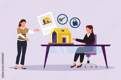 Real estate business concept. Colored flat vector illustration isolated.