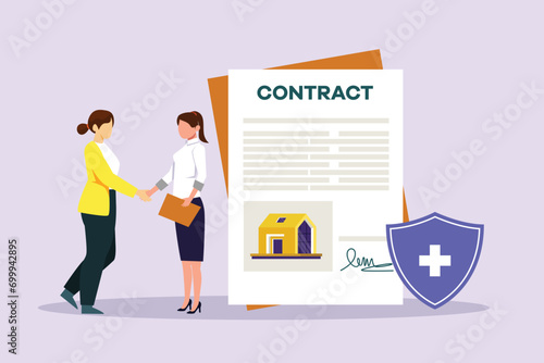 Real estate business concept. Colored flat vector illustration isolated.