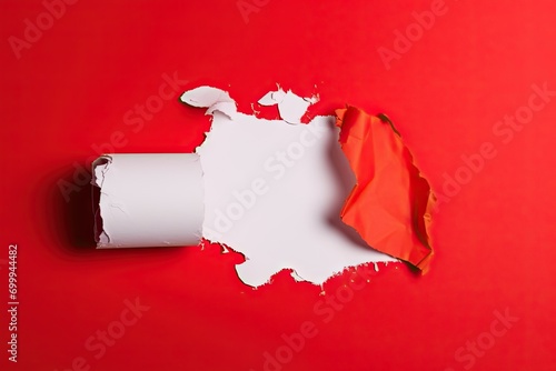 sheet ripped space copy empty background red paper torn White