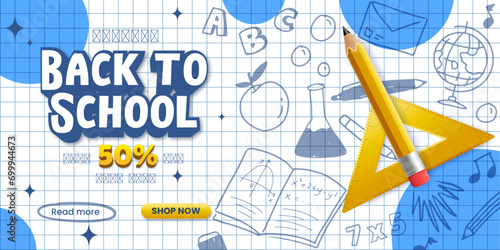 back to school sale banner illustration