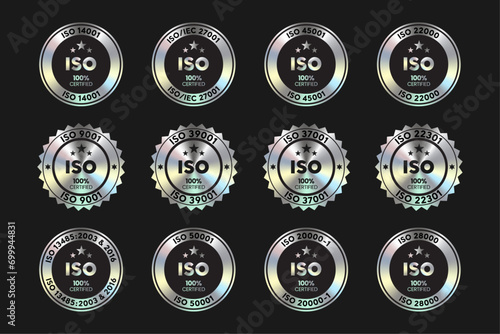 ISO certification stamp vector. hologram stamps.