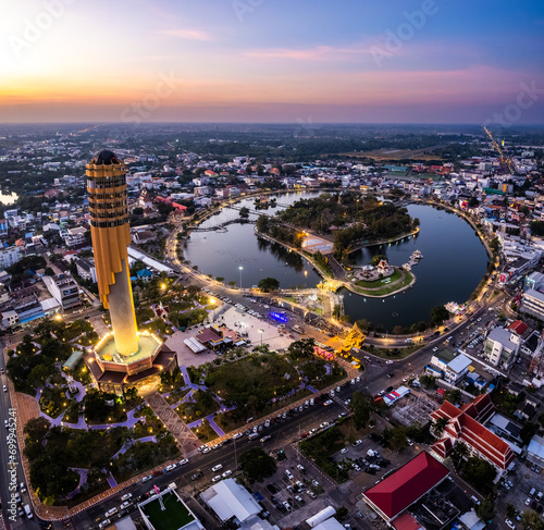 Aerial view of Roi Et Tower in Thailand