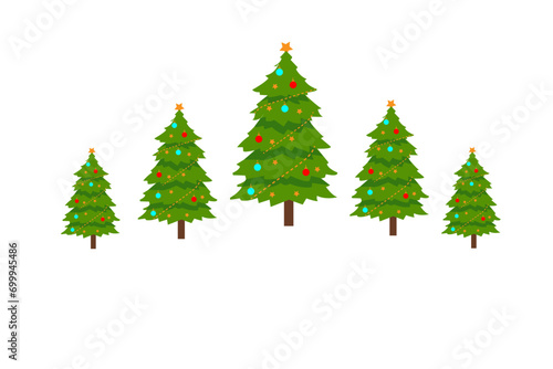 Collection of Christmas trees. Colorful vector illustration. © Mostsuchona