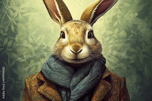  illustration bunny easter scarf co wearing mythologie rabbit half man half creature Hybrids Mammalian Surreal