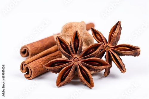 ingredients bakery christmas aniseeds background white isolated closeup spice cinnamon anise Star