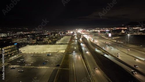Wallpaper Mural Traffic along a highway at nighttime - aerial hyper lapse Torontodigital.ca