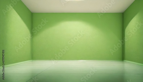 Green empty room with the wall for design purposes.