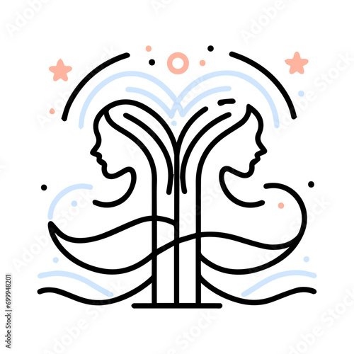 Minimal 12 Zodiac Cartoon Line Charater clipart