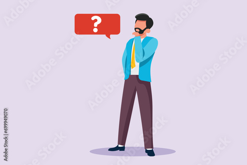 Thinking or solving problem concept. Colored flat vector illustration isolated.