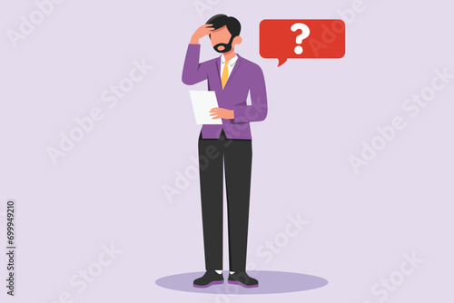 Thinking or solving problem concept. Colored flat vector illustration isolated.