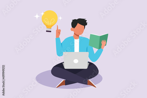 Thinking or solving problem concept. Colored flat vector illustration isolated.