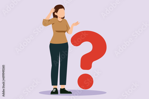Thinking or solving problem concept. Colored flat vector illustration isolated.