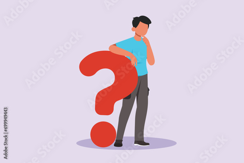 Thinking or solving problem concept. Colored flat vector illustration isolated.