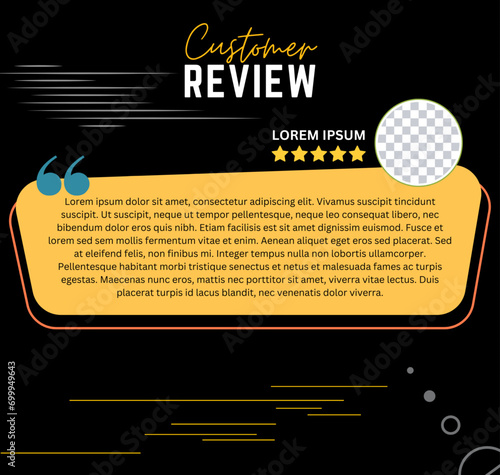Customer service feedback review template for social media. post, blog, web.