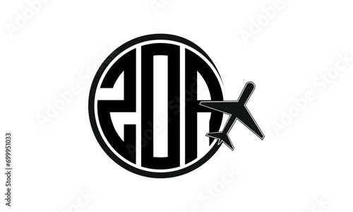 ZOA three initial letter circle tour & travel agency logo design vector template. hajj Umrah agency, abstract, wordmark, business, monogram, minimalist, brand, company, flat, tourism agency, tourist