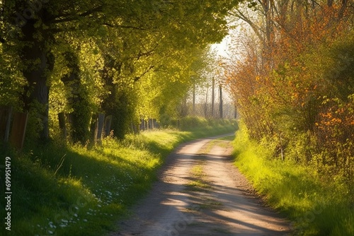 lane idyllic season summer spring nature footpath sunlight trees alley way Path