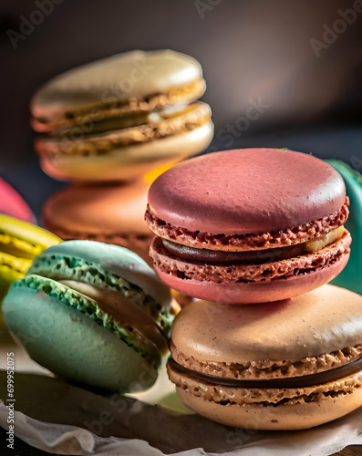 macaroons on wooden table