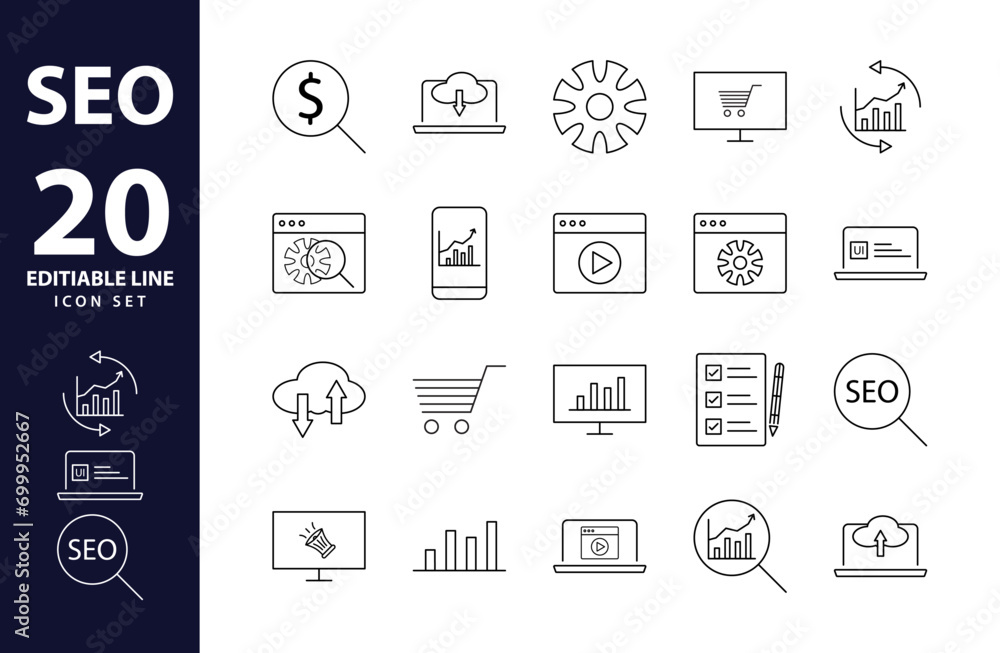 Dynamic SEO Vector Icons: Modern Thin Line Illustrations for Web ...