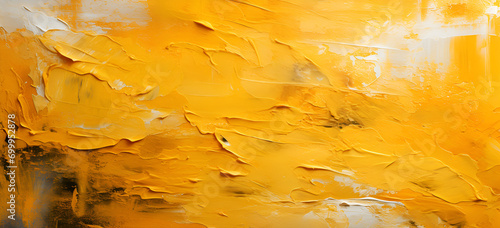 dried yellow oil paint with brush strokes. Nature-inspired Oil Painting with Yellow Reed photo