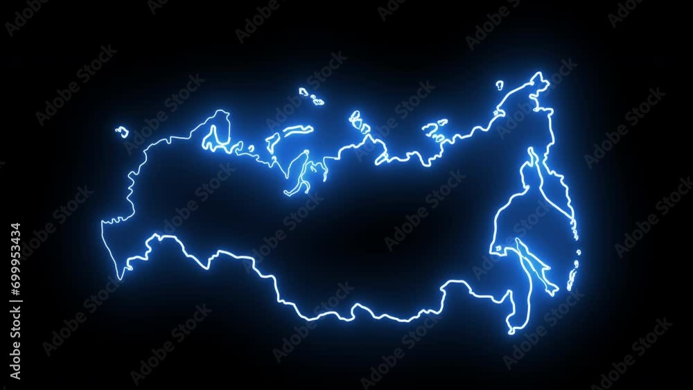 Animated Russian map icon with a glowing neon effect Animated Russian map icon with a glowing neon effect