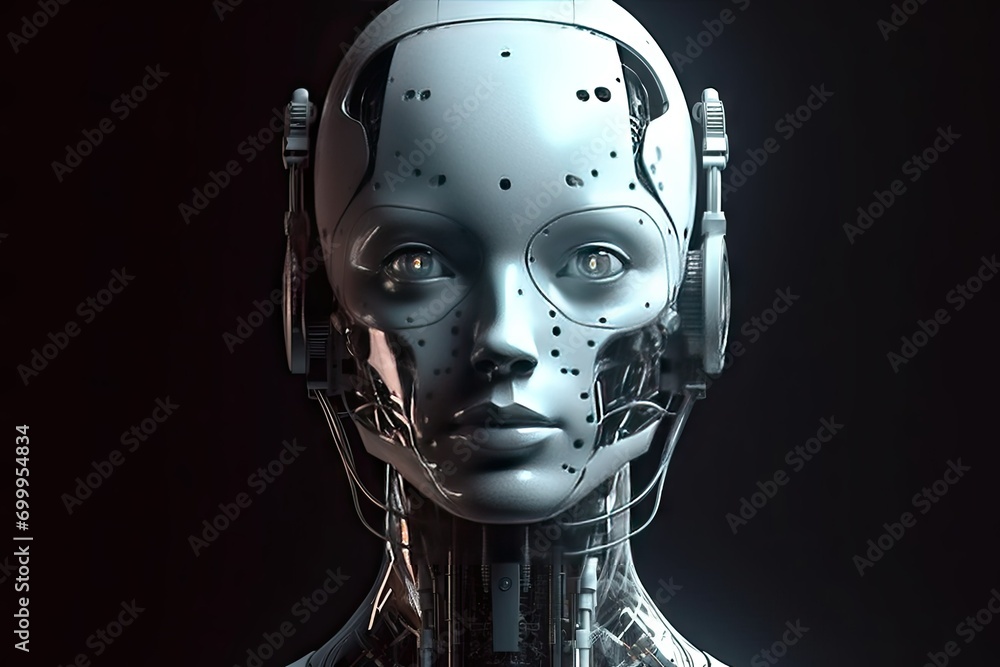 technology cyborg futuristic robot intelligence artificial Illustration