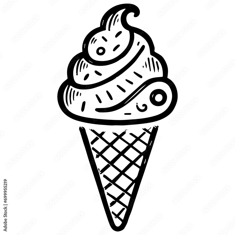 Ice Cream ,Food Doodles line , Line art , hand-drawn in the style of doodles line SVG File.
