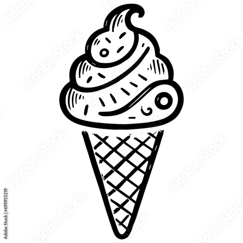 Ice Cream ,Food Doodles line , Line art , hand-drawn in the style of doodles line SVG File.
