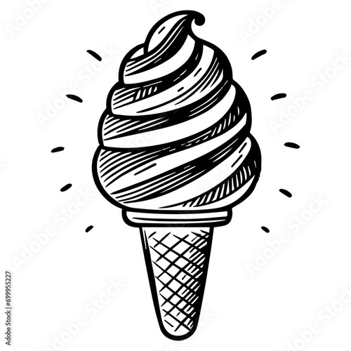 Ice Cream ,Food Doodles line , Line art , hand-drawn in the style of doodles line SVG File.
