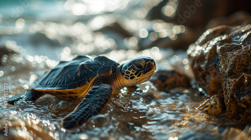 Hatchling Sea Turtle's First Journey