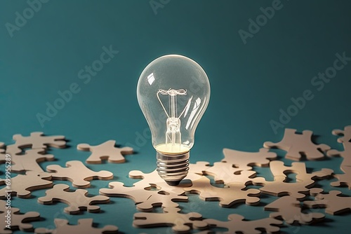 pices jigsaw solutions brainstorming concept growth development business new starting bulb light progress Idea photo