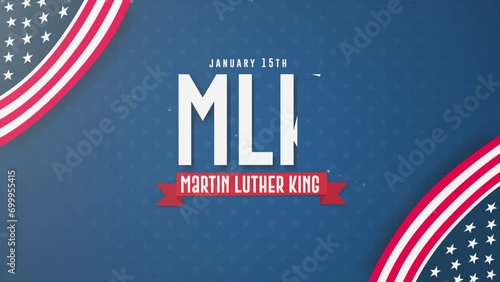 Martin Luther King Jr. Day US American waving Flag animation,  January 15th of MLK day concept. photo
