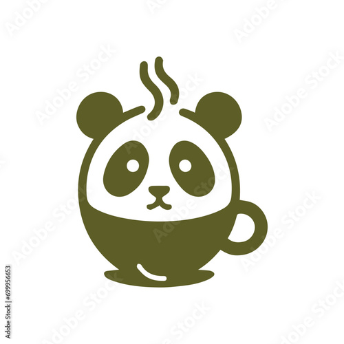 simple panda and coffee logo illustration design. This logo is suitable for cafe businesses