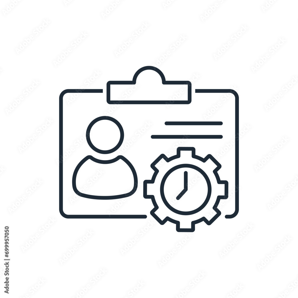 Temporary permit, admission. Vector linear icon illustration isolated on white background. Temporary permit, admission. Vector linear icon illustration isolated on white background.