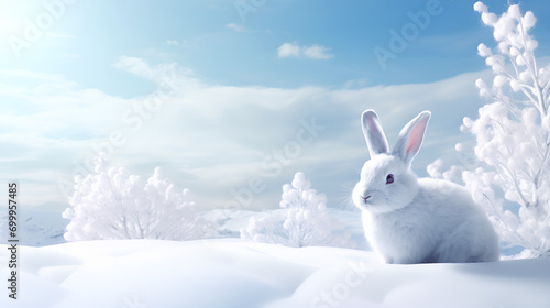 white rabbit in the snow,Easter's Furry Ambassador: The Enduring Legend of the Bunny photo