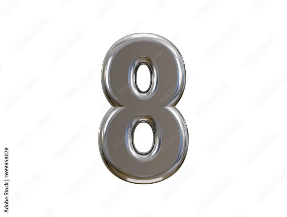 luxury silver number 8 typography 3d render luxury silver number 8 typography 3d render
