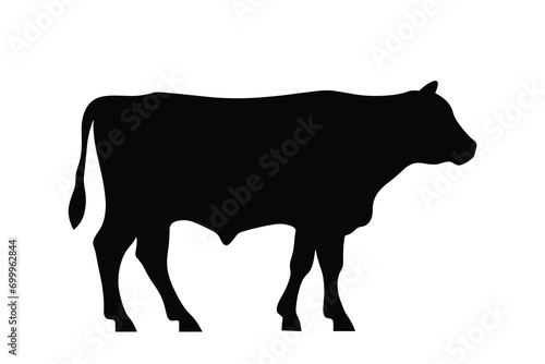 Cow silhouette. Cow vector illustration. Black cow and domestic milk cows. Farm animals isolated vector icons set. © Creative Designer