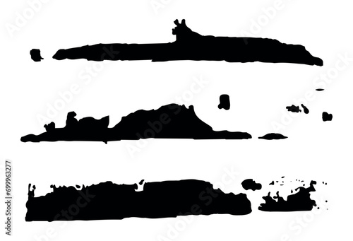 Vector set of brush strokes, texture for your design. Black ink patterns. Element on a postcard. photo