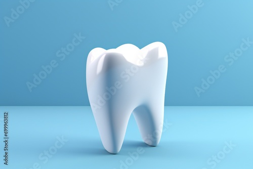 Dental model of premolar tooth, 3d rendering on blue background. 3d illustration as a concept of dental examination teeth, dental health and hygiene. photo
