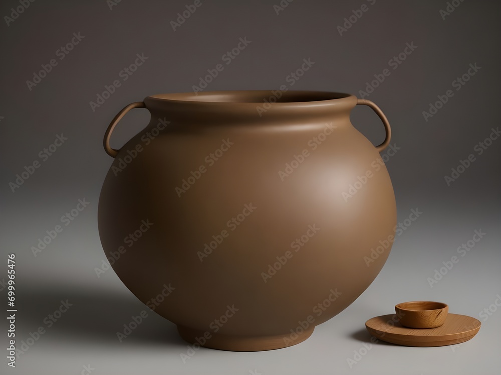 clay pot on black background