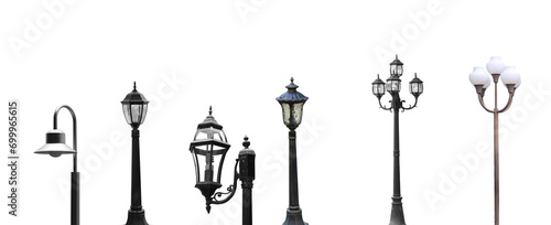 Set of decorative light bulbs on white background
