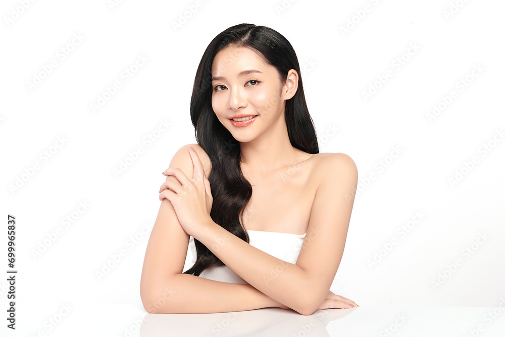 Beautiful young asian woman with clean fresh skin on white background, Face care, Facial treatment, Cosmetology, beauty and spa, Asian women portrait. Beautiful young asian woman with clean fresh skin on white background, Face care, Facial treatment, Cosmetology, beauty and spa, Asian women portrait.