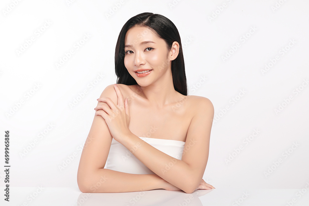 Beautiful young asian woman with clean fresh skin on white background, Face care, Facial treatment, Cosmetology, beauty and spa, Asian women portrait. Beautiful young asian woman with clean fresh skin on white background, Face care, Facial treatment, Cosmetology, beauty and spa, Asian women portrait.