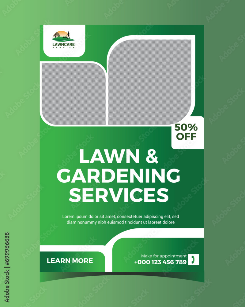 Lawn or gardening service social media post and flyer design template Lawn or gardening service social media post and flyer design template