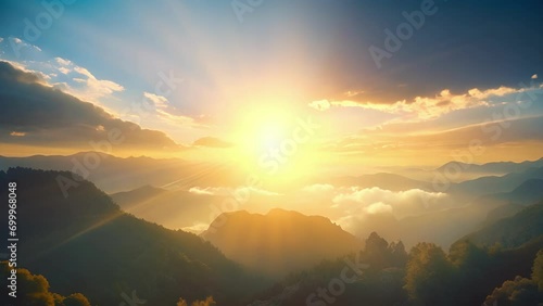 Immerse yourself in the ethereal brilliance of sunrise, as golden hues and soft rays of light illuminate the world with a sense of hope and renewal in this mesmerizing video. photo