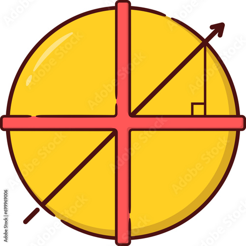 Math Quadrant Circle with Cross Line.