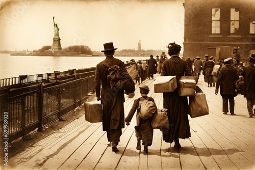 Bilde på lerret Photographs of immigrants to New York in the 1940s