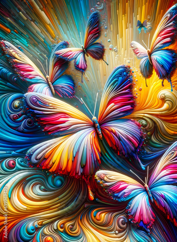 Abstract oil paintings of butterflies for wall decor
