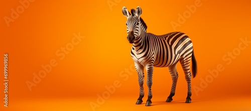 Striking zebra portrait against an eye-catching orange backdrop, emphasizing the unique beauty of the animal.