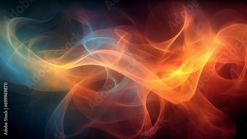 Abstract Blue and Orange Smoky Energy Light Flow Background