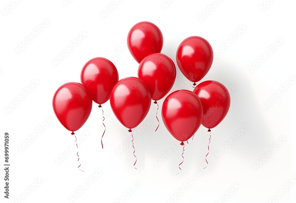 Red party balloons isolated on white background. Generative AI Red party balloons isolated on white background. Generative AI